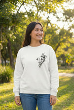 Günü Özel Bisiklet Yaka Baskılı Oversize Sweatshirt - Beyaz
