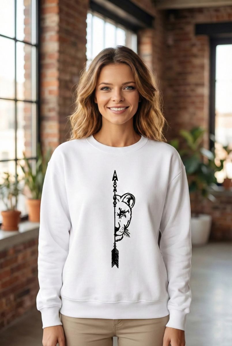 Sevgililer Günü Baskılı Oversize Bisiklet Yaka Sweatshirt - Beyaz