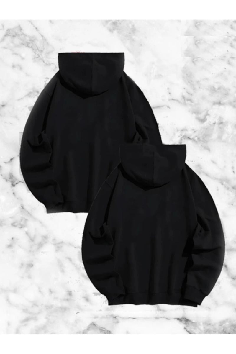 Sevgili Çift Kombini Örümcek Baskılı Kapüşonlu Sweatshirt Hoodie - Siyah