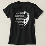 24 Kasım Öğretmenler Günü Temalı Baskılı Bisiklet Yaka T-shirt - Siyah