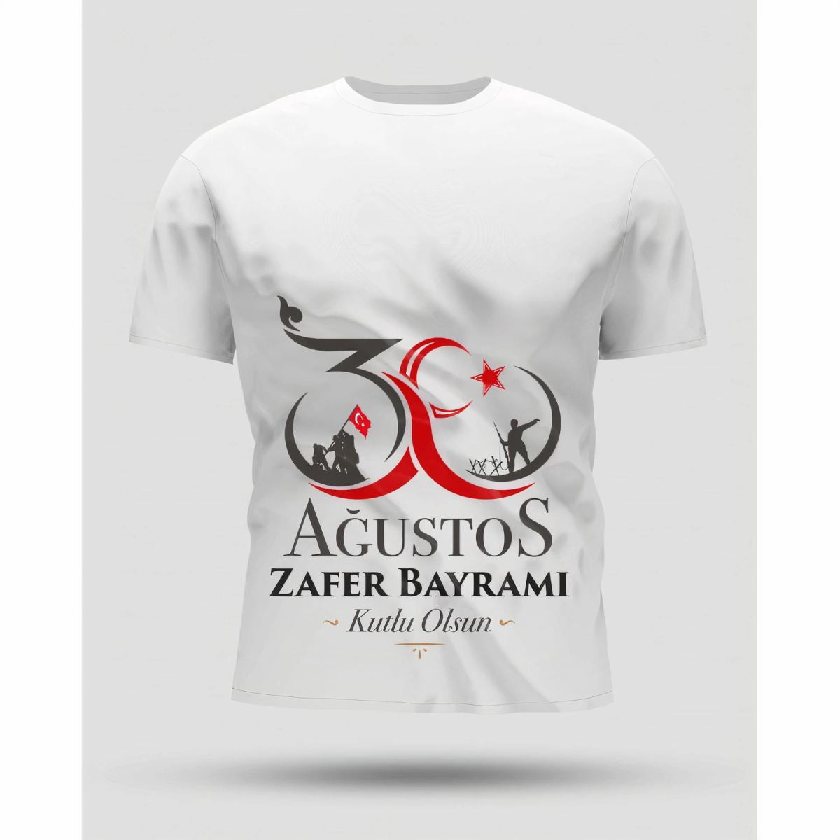 30 Ağustos Zafer Bayramı Baskılı Oversize Bisiklet Yaka T-shirt