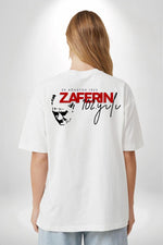 30 Ağustos Zafer Bayramı Atatürk Temalı Oversize Bisiklet Yaka T-shirt - Beyaz