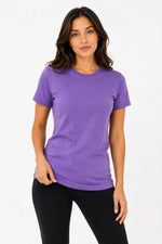 Kadın 3’lü Kısa Kollu Bisiklet Yaka Basic Slim Fit T-Shirt - Pudra Pembe - Mor - Bej