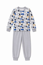 Erkek Çocuk Premium Penye Uzun Kollu Desenli Pijama Takımı 2-11 Yaş - Gri