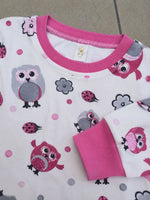 Kız Çocuk Premium Penye Baykuş Desenli Uzun Kollu Pijama Takımı 2-11 Yaş - Pembe