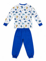 Erkek Çocuk Premium Penye Dinozor Desenli Uzun Kollu Pijama Takımı 2-11 Yaş - Mavi