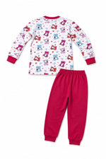 Kız Çocuk Premium Penye Ayıcık Desenli Uzun Kollu Pijama Takımı 2-11 Yaş - Kırmızı