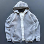 Kadın 3 İplik Şardonlu Tam Fermuarlı Kapüşonlu Arka Çanta Detaylı Sweatshirt - Gri
