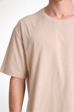 Erkek Düz Penye Tişört Bisiklet Yaka Kısa Kol Regular Fit T-Shirt - Bej