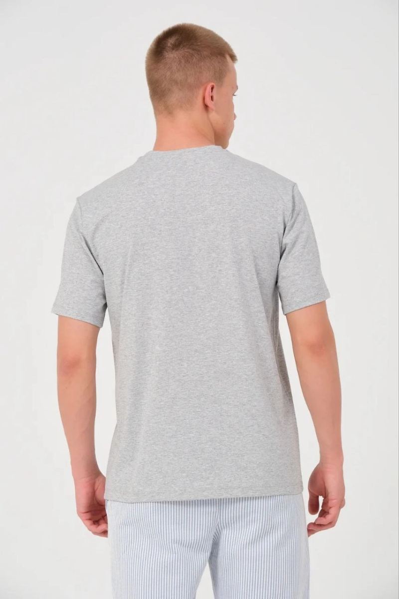 Erkek Düz Penye Tişört Bisiklet Yaka Kısa Kol Regular Fit T-Shirt - Gri