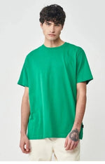 Erkek Düz Penye Tişört Bisiklet Yaka Kısa Kol Regular Fit T-Shirt - Yeşil