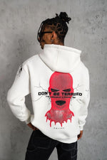 Erkek 3 İplik Pamuklu Kapüşonlu Baskılı Cepli Oversize Sweatshirt Hoodie - Beyaz