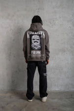 Erkek 3 İplik Pamuklu Baskılı Kapüşonlu Cepli Sweatshirt Hoodie - Gri