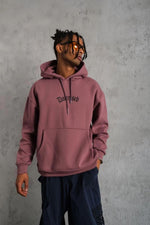 Erkek 3 İplik Pamuklu Kapüşonlu Kanguru Cepli Sweatshirt Hoodie - Gül Kurusu