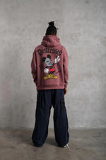 Erkek 3 İplik Pamuklu Kapüşonlu Kanguru Cepli Sweatshirt Hoodie - Gül Kurusu