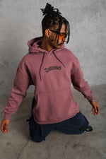Erkek 3 İplik Pamuklu Kapüşonlu Kanguru Cepli Sweatshirt Hoodie - Gül Kurusu