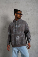 Erkek 3 İplik Pamuklu Kapüşonlu Kanguru Cepli Sweatshirt Hoodie -  Gri