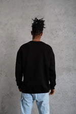 Erkek Bisiklet Yaka Baskılı 3 İplik Pamuklu Sweatshirt -  Siyah