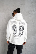 Erkek 98 Baskılı Kapşonlu 3 iplik pamuklu Sweatshirt hoodie - Beyaz