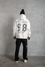 Erkek 98 Baskılı Kapşonlu 3 iplik pamuklu Sweatshirt hoodie - Beyaz