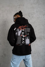 Erkek 3 İplik Pamuklu Kapüşonlu Baskılı Cepli Oversize Sweatshirt Hoodie - Siyah