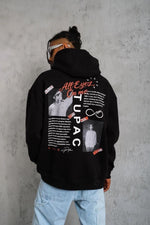Erkek 3 İplik Pamuklu Kapüşonlu Baskılı Cepli Oversize Sweatshirt Hoodie - Siyah