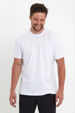 Erkek Düz Penye Tişört Bisiklet Yaka Kısa Kol Regular Fit T-Shirt - Beyaz