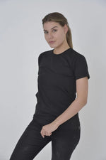 Kadın Yanlardan Fermuarlı T-Shirt Kısa Kol Bisiklet Yaka Slimfit Tişört  - Siyah