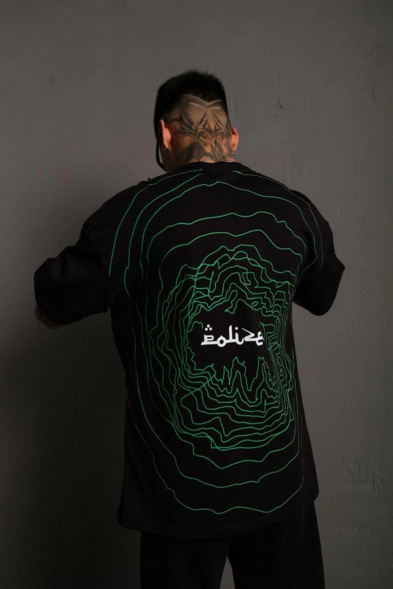 Erkek Kısa Kol Yazlık Tişört Bisiklet Yaka Baskılı Oversize T-Shirt - Siyah