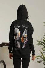 Kadın Oversize Kapüşonlu Cepli Baskılı 3 İplik Pamuklu Hoodie Sweatshirt - Siyah
