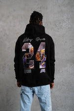 Erkek 3 İplik Pamuklu Kapüşonlu Baskılı Cepli Oversize Sweatshirt Hoodie - Siyah