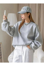 Kadın 3 İplik Pamuklu Oversize Yarım Fermuarlı Yakalı Basic Sweatshirt - Gri