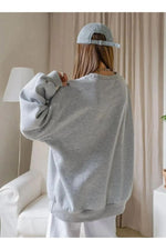 Kadın 3 İplik Pamuklu Oversize Yarım Fermuarlı Yakalı Basic Sweatshirt - Gri