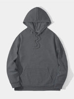 Erkek 3 İplik Pamuklu Kapüşonlu Kanguru Cepli Sweatshirt Hoodie -  Füme