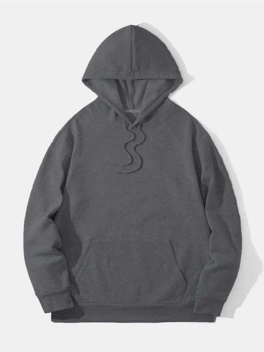 Erkek 3 İplik Pamuklu Kapüşonlu Kanguru Cepli Sweatshirt Hoodie -  Füme