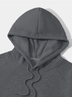 Erkek 3 İplik Pamuklu Kapüşonlu Kanguru Cepli Sweatshirt Hoodie -  Füme