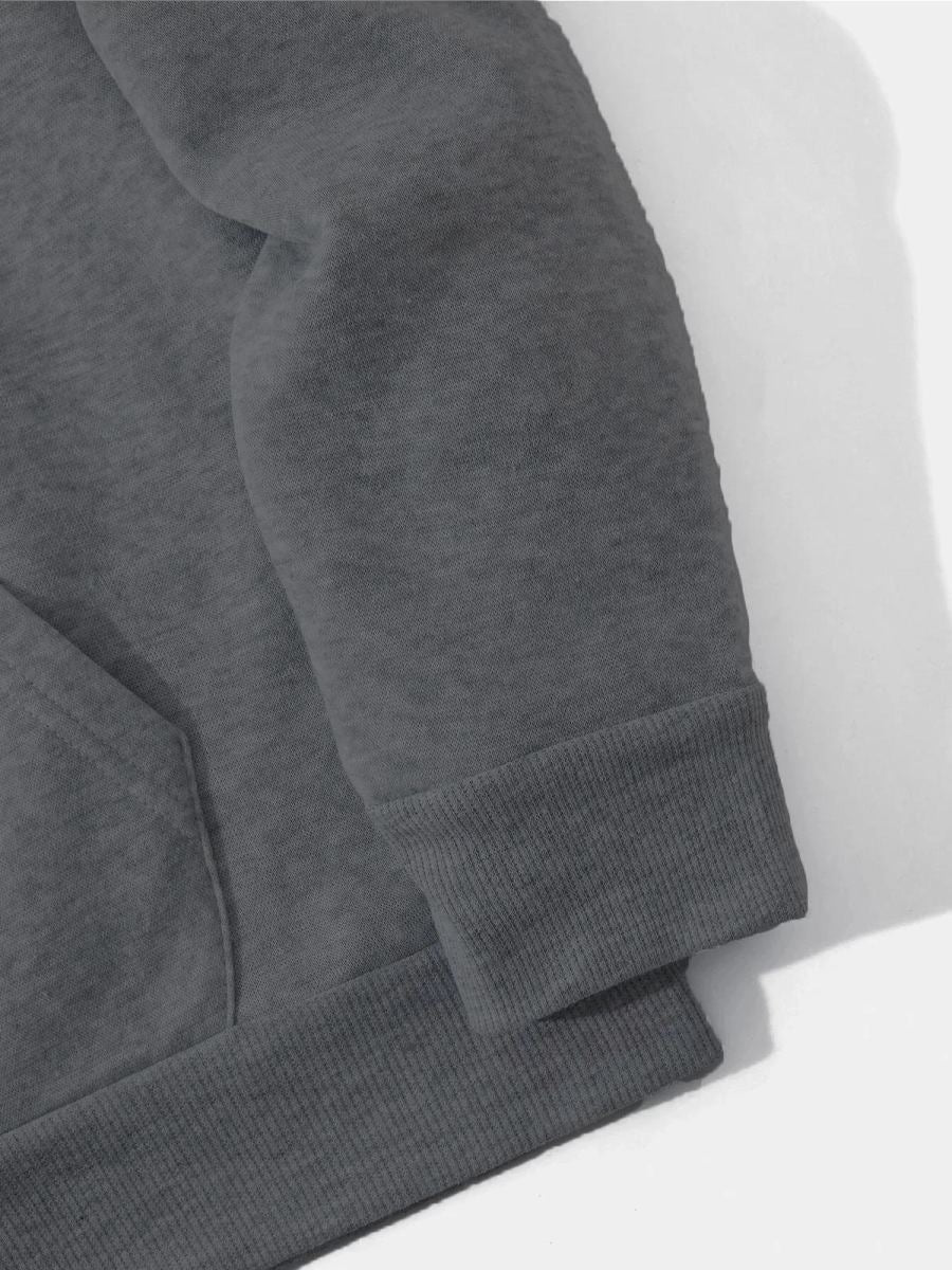 Erkek 3 İplik Pamuklu Kapüşonlu Kanguru Cepli Sweatshirt Hoodie -  Füme