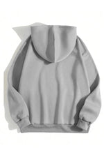 Erkek 3 İplik Pamuklu Kapüşonlu Kanguru Cepli Sweatshirt Hoodie - Boyalı Gri