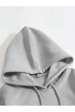Erkek 3 İplik Pamuklu Kapüşonlu Kanguru Cepli Sweatshirt Hoodie - Boyalı Gri