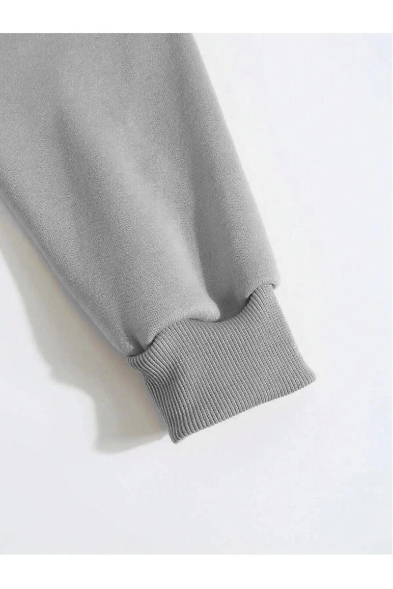 Erkek 3 İplik Pamuklu Kapüşonlu Kanguru Cepli Sweatshirt Hoodie - Boyalı Gri