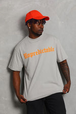 Erkek Baskılı Tişört Kısa Kol Bisiklet Yaka Oversize T-Shirt - Gri