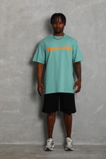 Erkek Baskılı Tişört Kısa Kol Bisiklet Yaka Oversize T-Shirt - Mint Yeşili