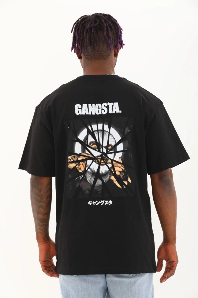 Erkek Baskılı T-Shirt Kısa Kol Bisiklet Yaka Regular Fit Rahat Kalıp Günlük Tişört - Siyah