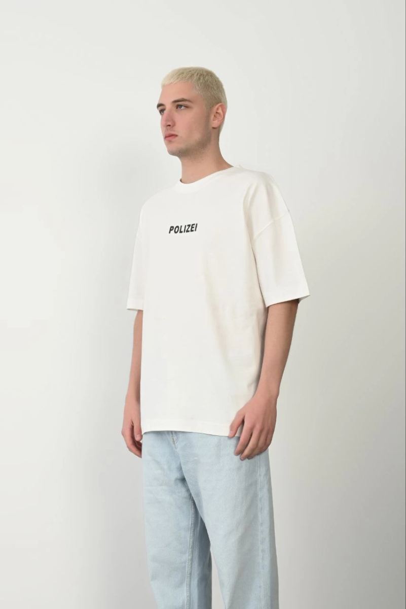 Erkek Baskılı T-Shirt Kısa Kol Bisiklet Yaka Rahat Kalıp Tişört - Beyaz