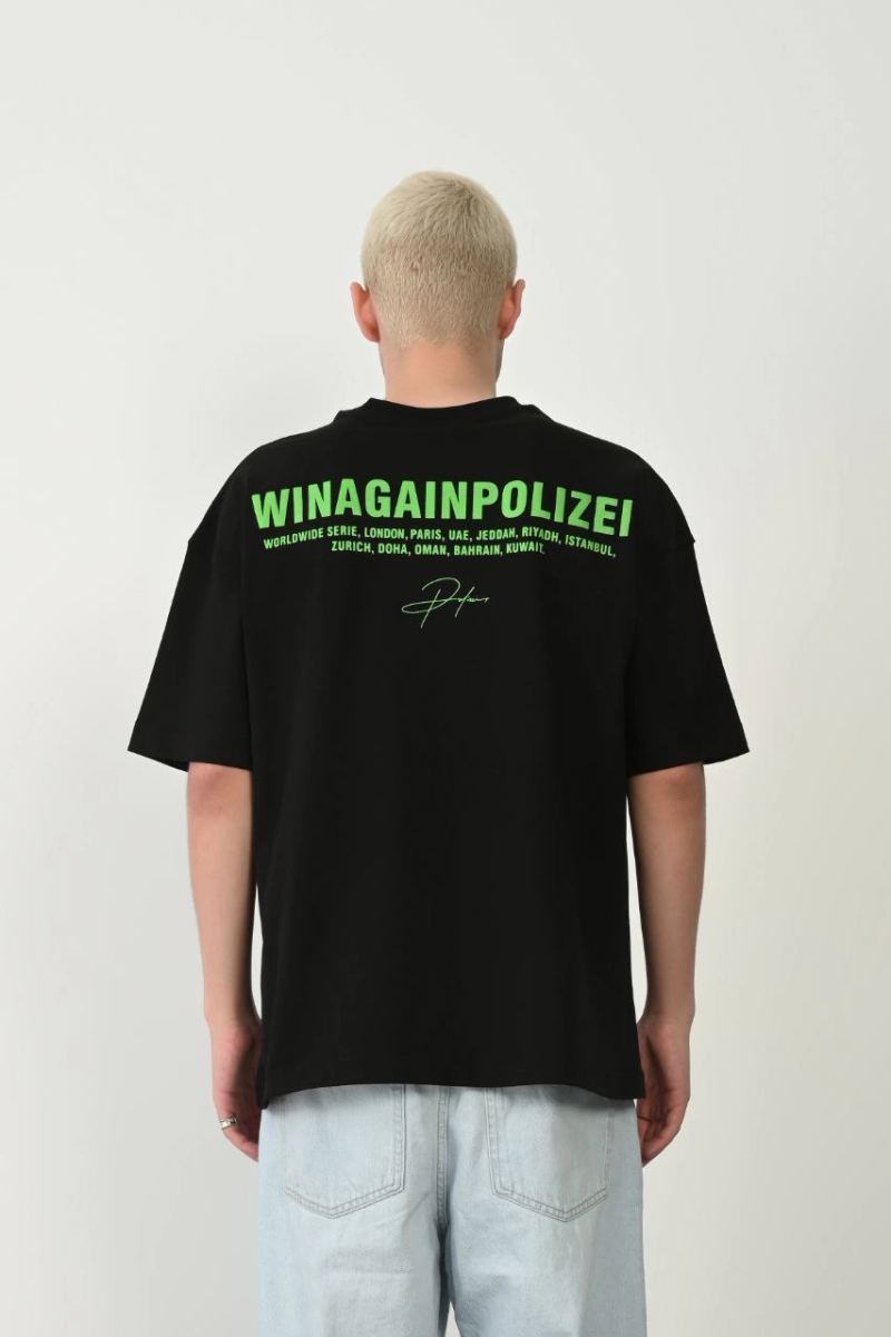 Erkek Baskılı T-Shirt Kısa Kol Bisiklet Yaka Rahat Kalıp Tişört  - Siyah