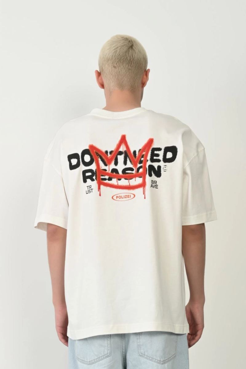 Erkek Baskılı T-Shirt Kısa Kol Bisiklet Yaka Rahat Kalıp Tişört  - Beyaz