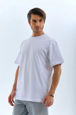 Erkek Düz Yazlık Kısa Kol Tişört Bisiklet Yaka Oversize T-Shirt - Beyaz