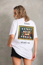 Kadın ön ve arka Baskılı Oversize Kısa kol  T-Shirt - Beyaz