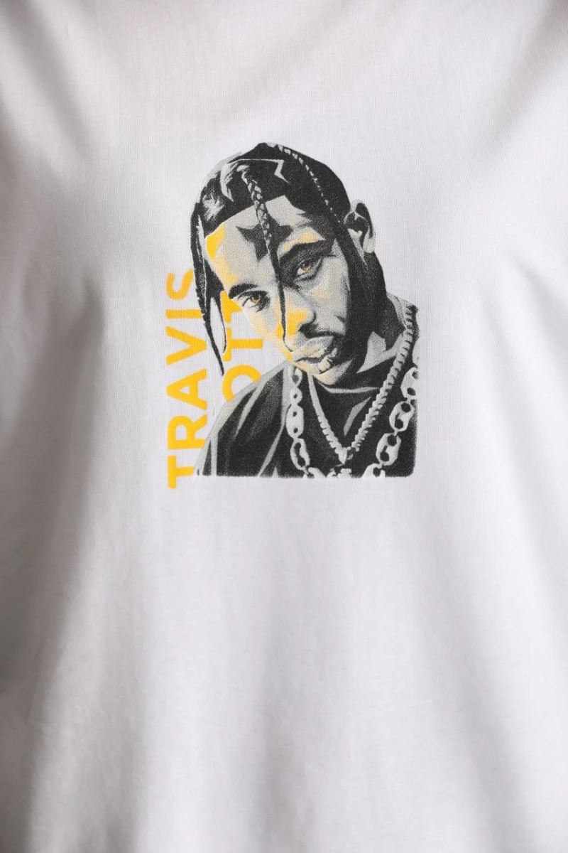 Kadın Baskılı T-Shirt Kısa Kol Bisiklet Yaka Oversize Rahat Kalıp Günlük Tişört - Beyaz