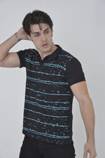 Erkek Pike Polo Yaka tişört Slim Fit Baskılı Kısa kol T-Shirt - Siyah